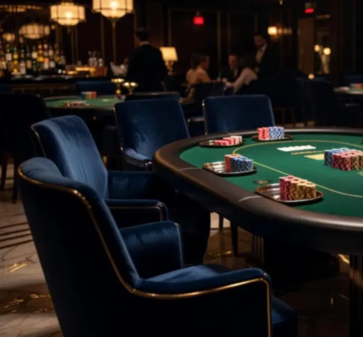 Luksusowy stół pokerowy podczas wieczoru pokerowego 