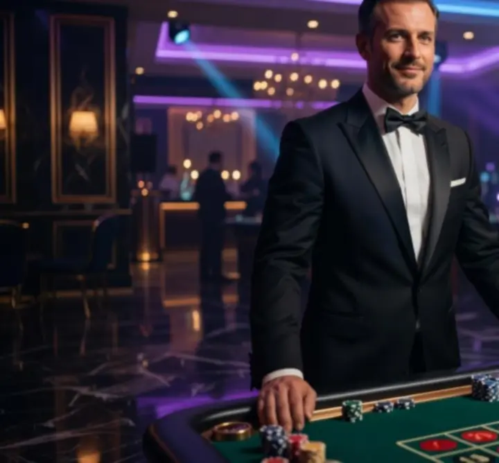 Premium host prowadzący elegancki event casino w luksusowej przestrzeni