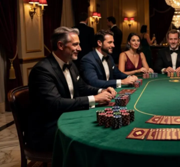 Ekskluzywny wieczór pokerowy z profesjonalnym stołem i elegancką obsługą