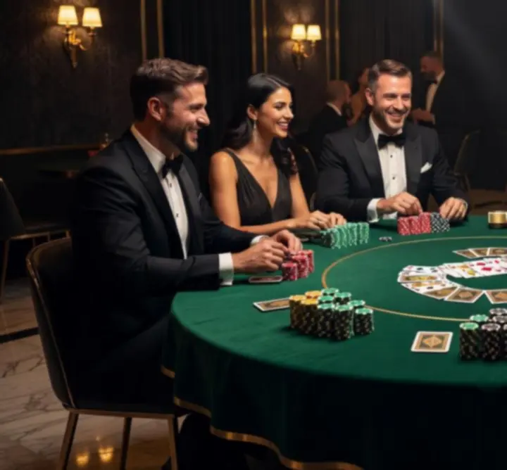 Ekskluzywny stół pokerowy przygotowany na wieczór eventowy