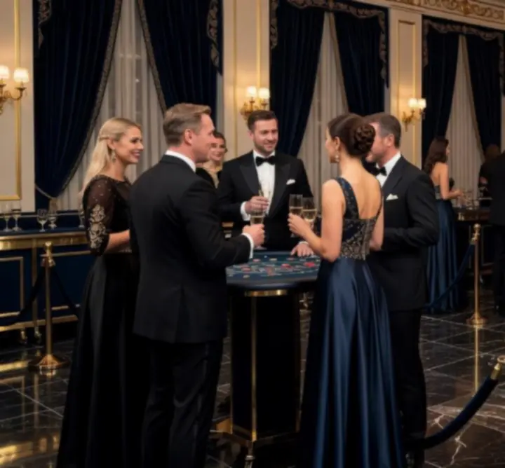 Ekskluzywne prywatne przyjęcie w stylu casino z elegancką oprawą 